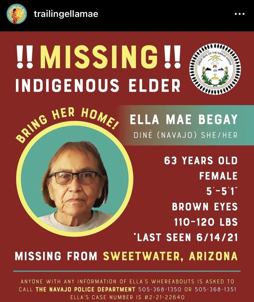 Missing person poster for Ella Mae Begay